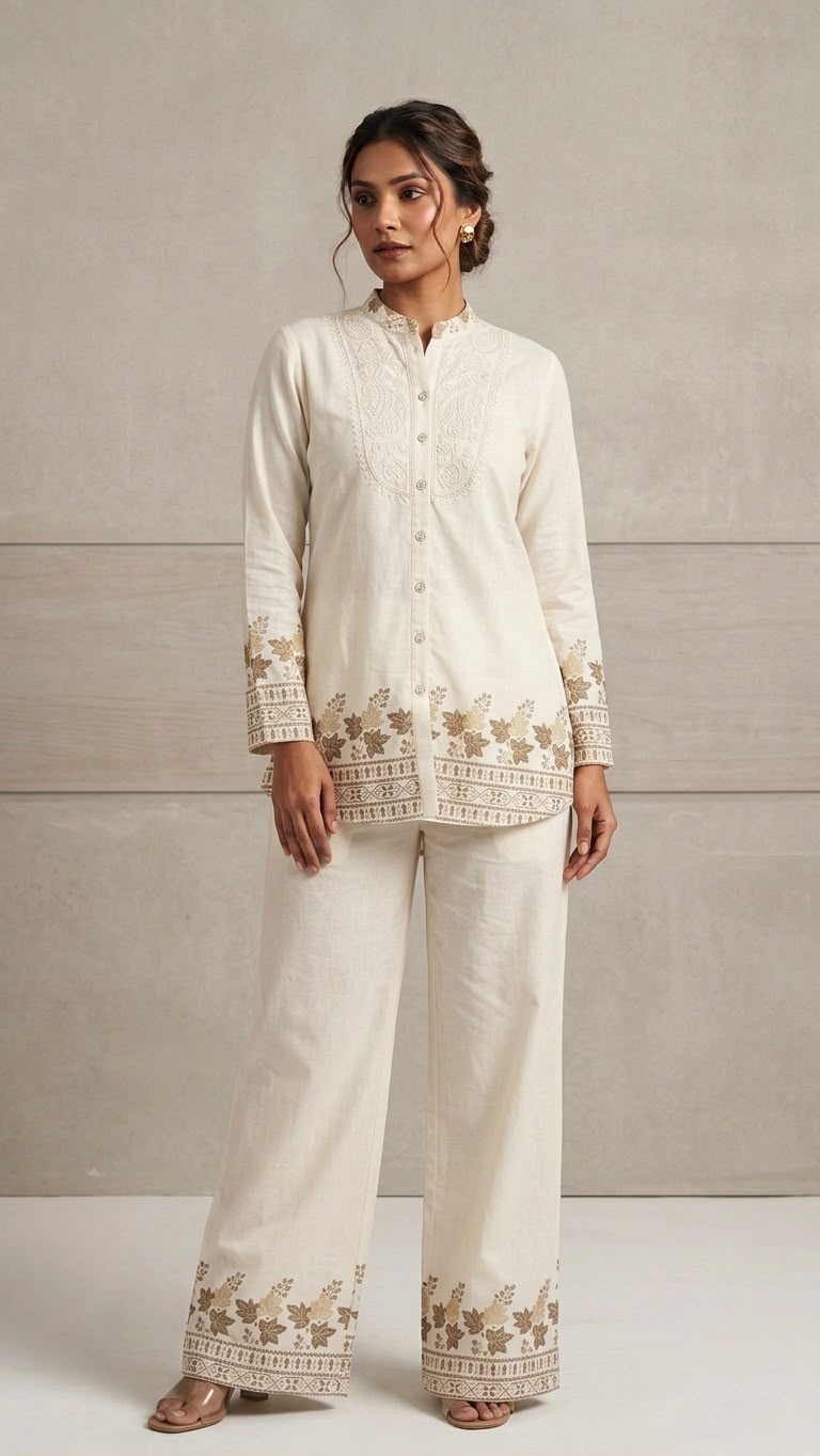 Embroidered Tunic & Palazzo Co-Ord Set