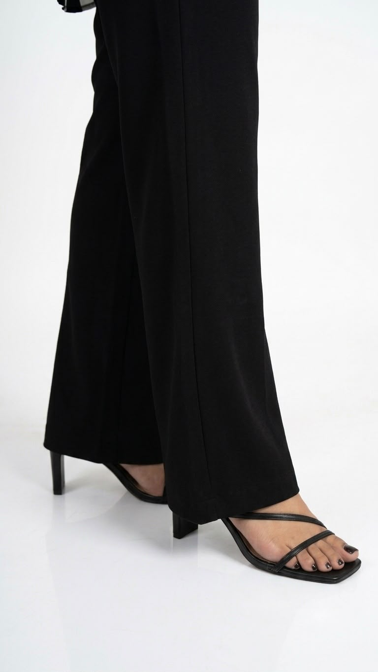 Women's Black & White  Shirt and Wide-Leg Trouser Co-ord Set